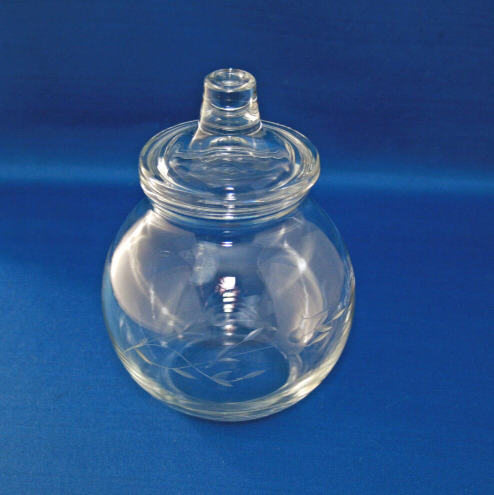 Vintage Princess House Heritage Crystal Jar Cotton Ball Lidded Jar