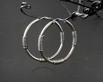 Large Silver Hoop Earrings. High Grade Silver.