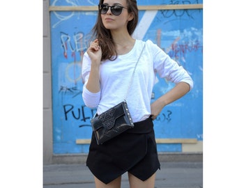 Crossbody clutch bag - black clutch purse - vegan clutch bag - black evening bag - vegan women purse - medusa clutch bag - clutch wallet