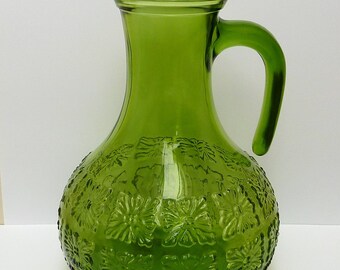 Sixties green glass Italian water carafe