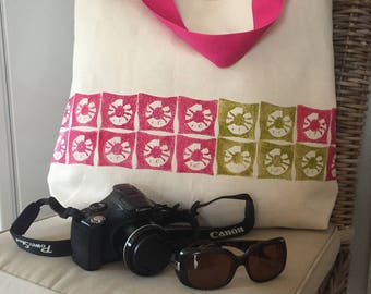 Hand Printed cotton Tote Bag with Internal Pocket