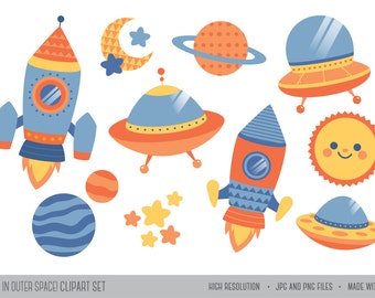 Fun in Outer Space! / Digital Clipart / Instant Download