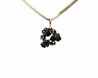 Black Diamond Necklace, Black Diamond Pendant, K14 Gold filled Necklace, Gemstone Necklace, Diamond Necklace, Gold Filled Jewelry, Gift Jewelry