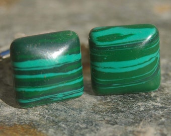Cufflinks, Malachite and Silver Cufflinks - Cufflinks, Gifts for Men, Wedding, Father's Day, Gift for Dad, Groomsman Gift, Teacher Gift