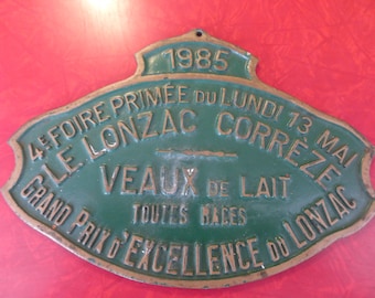 Vintage French Plaque from Monday, May 13, 1985 Livestock Faire.
