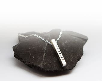 Sterling Silver Solid Bar Personalised Necklace ~ personalized, engraved, engraving, custom, stamped, initials, name, dates, date, birthday