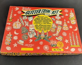 Vintage Glitter Kit Walco Craft Art Supply Kit 50s 1954 Packaging