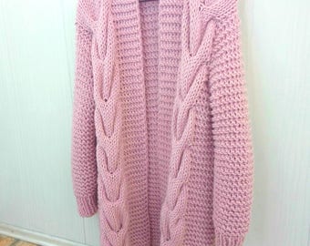 Chunky Knit Cardigan, Long Cardigan, Wool Cardigan