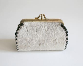Genuine Fur Kiss Lock Clutch