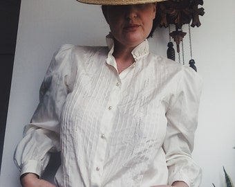 Vintage cream 80s ruffle blouse