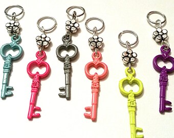 Hearing Aid Charms: Flowered Keys in Vivid Colors (available in Matching Mother Daughter Sets)!