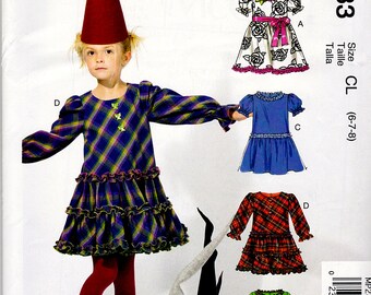 New Oop McCalls CHILDS PARTY DRESS -Belt and Bag Pattern m6638/mp283 Sz Girls 6-8 Uncut Factory Folded