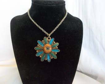 Creepy Eye Eyeball Turquoise Silver Necklace