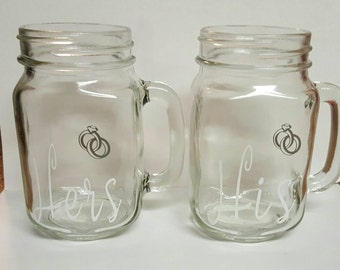 His and Hers Mugs with Rings