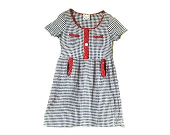 Vintage 1990s gingham babydoll mini dress // 1990s babydoll black white gingham grunge club kid mini dress