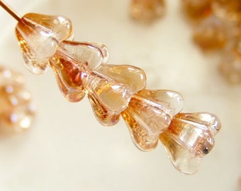 Czech Glass Baby Bell Flower Beads 6x4mm Crystal Celsian (25 pk) SI-6x4F-CC