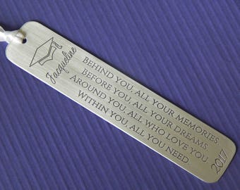 Graduation Bookmark, Engraved Aluminum Bookmark, Inspirational Quote, Personalized Bookmark, High School/College Graduation Gift, Graduate