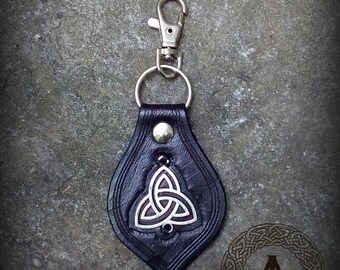 Black Leather Celtic Keychain
