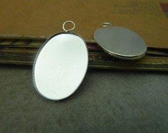 20 Antique Silver Oval 18x25mm Jagged Bezel Cup Cabochon Mountings AC4637