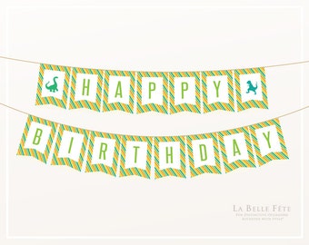 DINOSAUR Stomp, Chomp, Growl + Roar Birthday Banner / Bunting