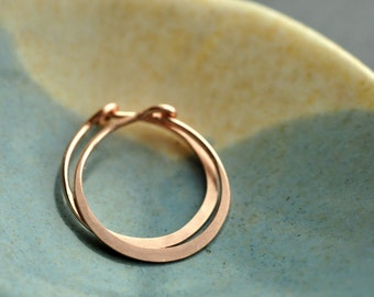 MINI (5/8 inch -16mm) solid 14K Rose Gold hoop earrings - yellow and white gold also available