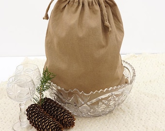 Linen Bread Bag / Linen Drawstring Bag