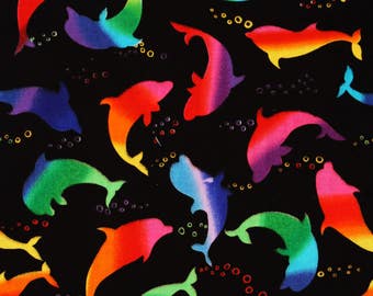Animal) Dolphin Character Fabric by Fabricland Fabricville by the Half Yard