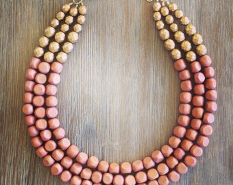 Rose Gold Statement Necklace Neutral Statement Necklace Bridesmaid Jewelry ROSE GOLD Wedding Jewelry Statement