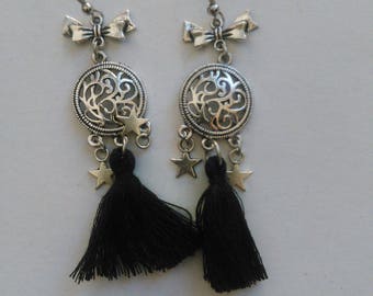 Handmade earrings with tassel and stars