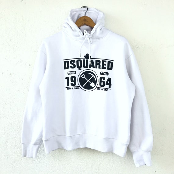 Hoodie Printed Size Rare Sweater Dsquared2 Pullover Logo Cwunpe6q4y Italy White Xl HqAw1wY