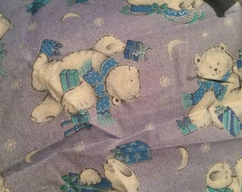 Polar Bears In various Scenes on Fabric Edged in Silver