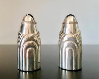 Silver Plate Salt and Pepper Shaker Art Deco Style