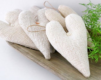 Rustic Lavender Sachet | Vintage Grain Sack Heart | French Country Decor | Gift For Her