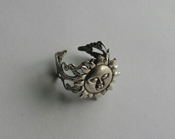 Celestial Sun Adjustable Filigree Ring, Celtic Sun Adjustable Ring, Sun God Ring, Sun Goddess Ring, Costume Jewelry, Filigree Statement Ring
