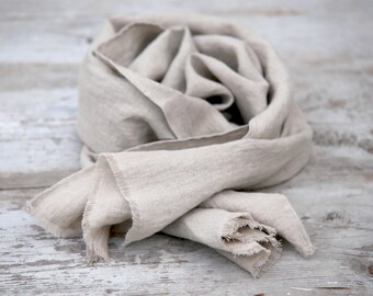 Natural linen colour softened linen scarf. Linen shawl. Flax scarfs. Linen scarves for women. Stone washed linen. Natural scarves.