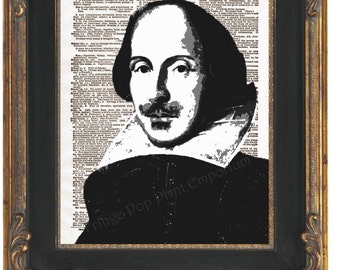 William Shakespeare Art Print 8 x 10 Dictionary Page - Pop Art Poet Literature Playwright English Writer