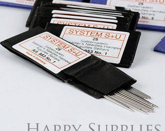 25pcs Made in Germany Saddlers' Harness Needles / Leather Hand Sewing Needles - for beading and Leather, SYSTEM S+U (LT026)