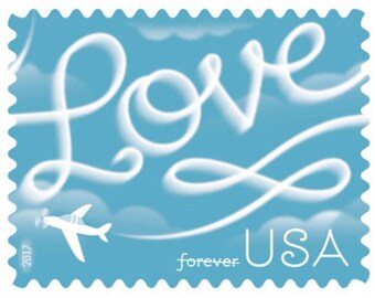 Skywriting Love US Postage (20) - NEW - Full Sheet