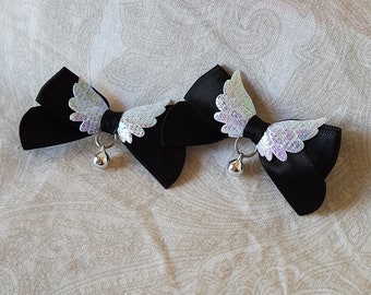 Made to Order Black and White Mini Pegasus Clip On Ear Bows