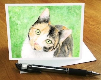 Cat Card, Calico Cat Card, Cute Cat Card, Watercolor Cat Card, Cat Lover Greeting Card, Cat Mothers Day Card Mothers Day Cat Card Cat Mom