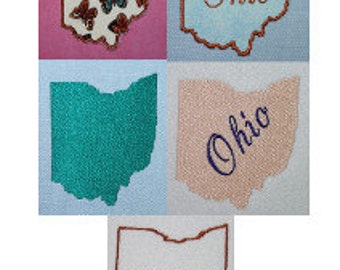 OHIO Applique, filled and outline Set of 5 OH Digitized Machine Embroidery Design