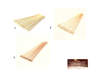 Gold Filled - 1 or 10 Headpins, Eyepins, Ballpins