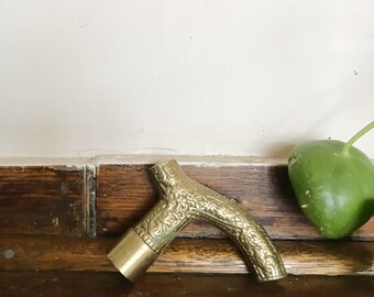 Brass etched floral cane handle, woman’s cane topper