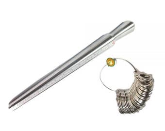 Metal Mandrel Finger Gauge Silver Ring Sizer Stick....Free Shipping in US!