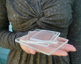 Clear Acrylic Rubber Stamp Blocks, Hand Cut To Size up to 2 1/2" x 2 1/2", Perfect backing for my Hand Carved Rubber Stamps