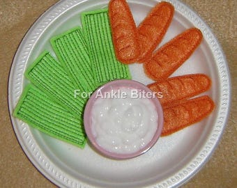 Baby Carrots and Celery Sticks - Play Food - Felt Food - Pretend Play - Quiet Play