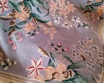 Vintage Wool French Style Rug Floral