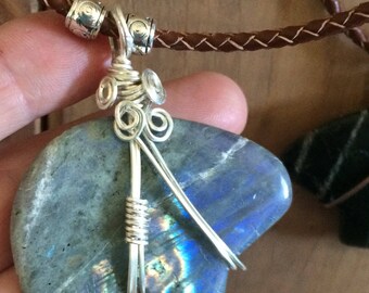 Laboradorite Bear Pendant Necklace