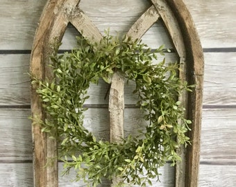 Farmhouse Boxwood Wreath, MINI Boxwood Wreath, Farmhouse Candle Wreath, House Warming Gift