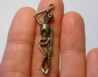 1 Human Skeleton Charm Antique Bronze - HAB03